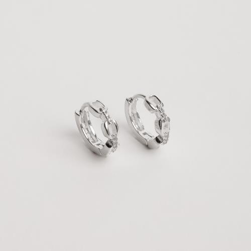 Argola click corrente com zircônias 12mm detalhe corações vazados