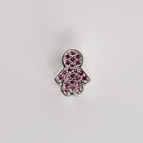 Berloque separador menina cravejada rosa 10mm
