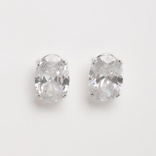 Brinco zircônia oval 14x10mm
