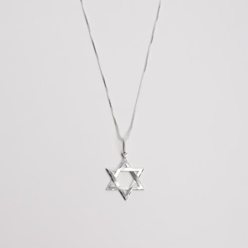 Colar pingente estrela de Davi 22mm 45cm