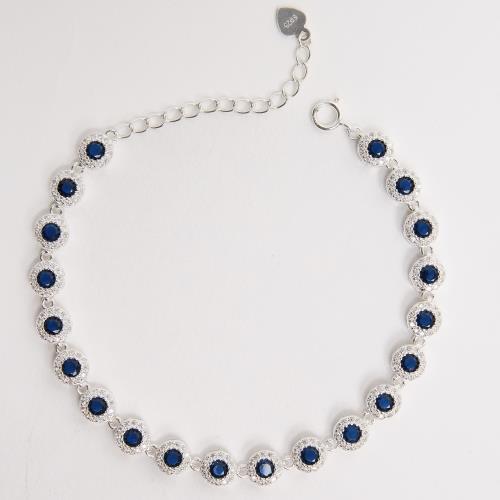 Pulseira Riviera 5.7 zircônias safira 16+4cm