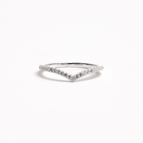 Anel V cravejado 1mm