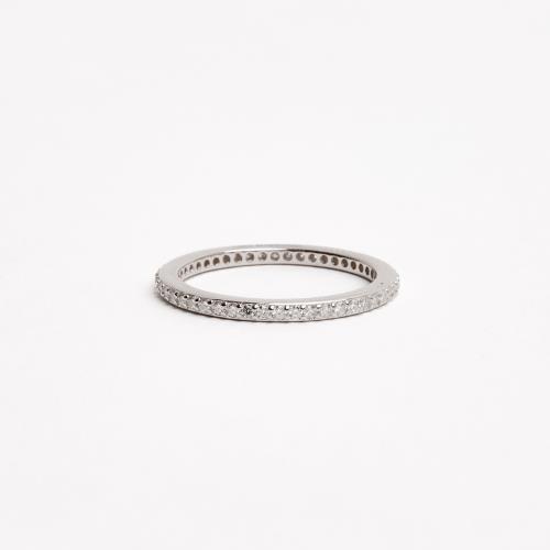 Anel aliança cravejada com moissanites 1.2mm ródio