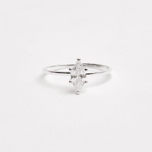 Anel solitário zircônia navete 7x4mm
