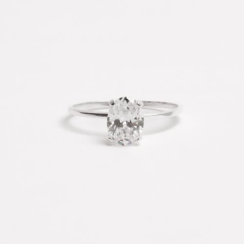 Anel solitário zircônia oval 8x6mm