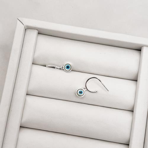 Argola 12mm pingente olho grego madrepérola tarraxa