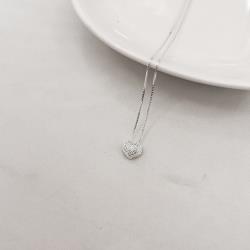 Colar coração cravejado cristal passante 10mm 45cm