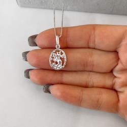 Colar pingente medalha São Jorge desenhada 14mm 45cm