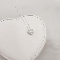 Colar coração cravejado 9mm 40cm