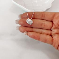 Colar concha cravejada 12mm 45cm