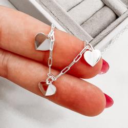 Colar pingentes coração vinco 8mm 40+5cm