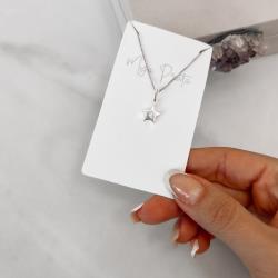 Colar pingente estrela com zircônia 9mm 40cm