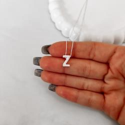 Colar letra Z cravejada 10mm 45cm