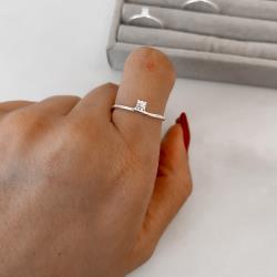 Anel solitário zircônia 3mm fino