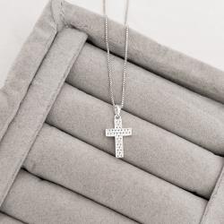 Colar pingente cruz renda Italiana 15mm 40cm