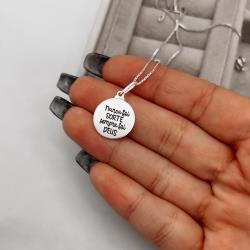 Colar pingente medalha nunca foi sorte sempre foi Deus 15mm 45cm