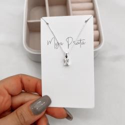 Colar pingente zircônia retangular 7mm 40cm