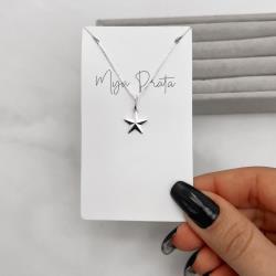 Colar pingente estrela vinco 12mm 40cm