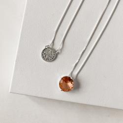 Escapulário medalha São Bento com zircônia rose redonda solta 60cm