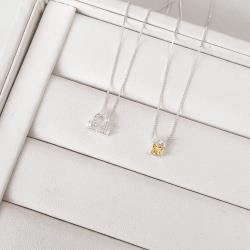 Escapulário signo Libra cravejado passante e zircônia quadrada amarela 60cm