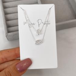 Escapulário signo Câncer cravejado passante e zircônia quadrada cristal 60cm