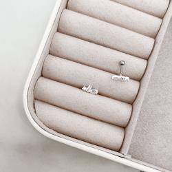 Piercing haste zircônias redonda, retangular e gota 10mm orelha direita