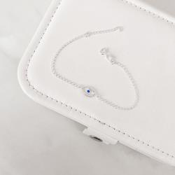 Pulseira entremeio olho cravejado detalhe zircônia azul 12mm