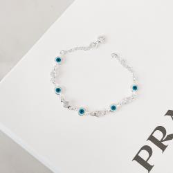 Pulseira entremeios olhos gregos turquesa e zircônia cristal 5mm