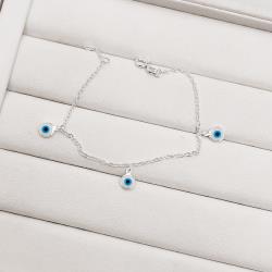 Pulseira 3 pingentes olho grego 7mm