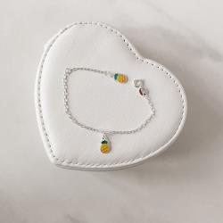 Pulseira infantil pingentes abacaxi resina 10mm