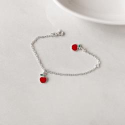 Pulseira infantil pingentes maçã resina 10mm