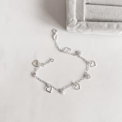 Pulseira pingentes corações cheios e vazados corrente cartier