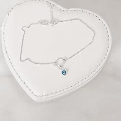 Pulseira mini círculo pingente olho grego azul