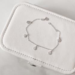 Pulseira pingentes medalhas texturizadas 6mm