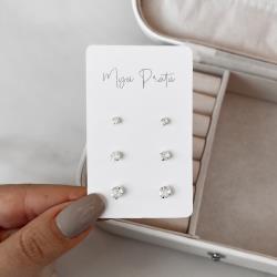 Trio zircônia redonda 3, 4 e 5mm cristal