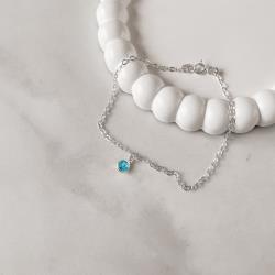 Tornozeleira pingente zircônia 6mm azul