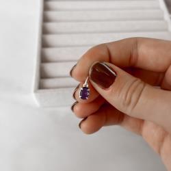 Pingente zircônia oval ametista 7x5mm