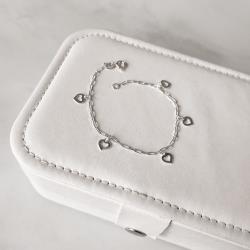 Pulseira pingentes coração vazado 6mm corrente cartier