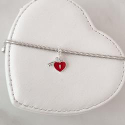 Berloque pingentes cadeado coração resina e chave