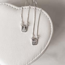 Escapulário mini medalhas Nsa. Sra. Aparecida e Sagrado Coração verso salmos v15 60cm