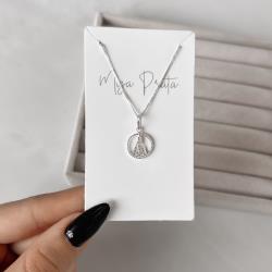 Colar pingente medalha vazada Nsa. Sra. Aparecida cravejada 12mm 45cm