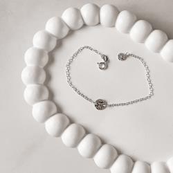 Pulseira entremeio medalha texturizada 8mm