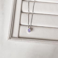 Colar zircônia gota lilás com cravejado 8mm 40cm