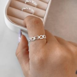 Anel corações vazados 4mm