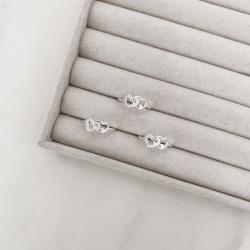 Anel corações vazados liso e cravejado