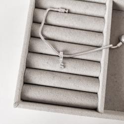 Berloque pingente letra S cravejada 6mm elo corações