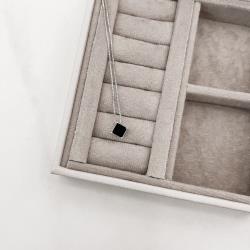 Colar zircônia losango ônix 10mm 45cm