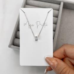 Colar zircônia retangular cristal 5mm 40cm