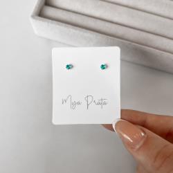 Brinco zircônia redonda acqua 3mm