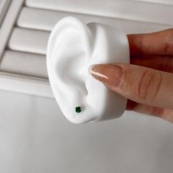 Brinco zircônia redonda esmeralda 4mm